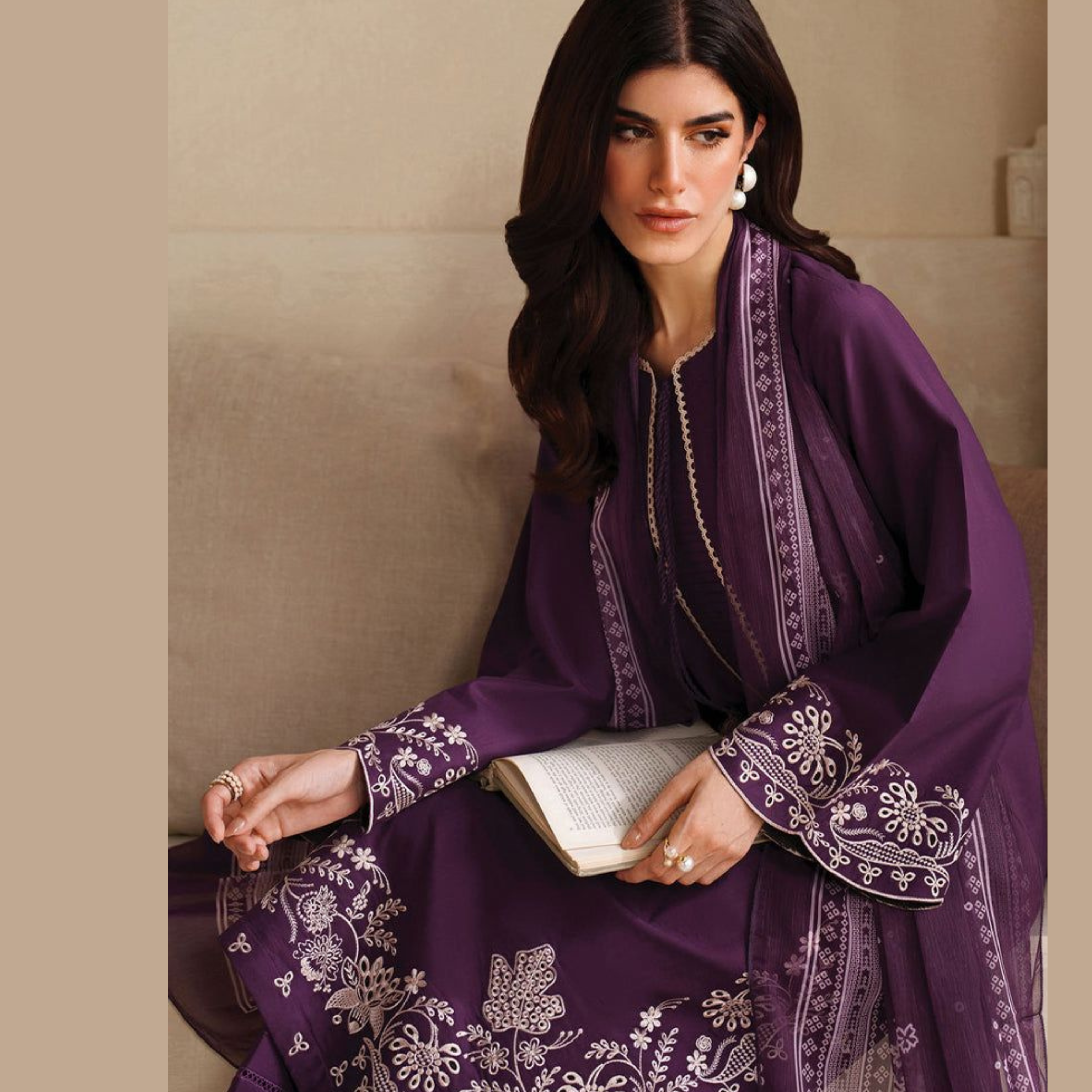 Garnet Best Quality Pure Airjet Lawn – Unstitched