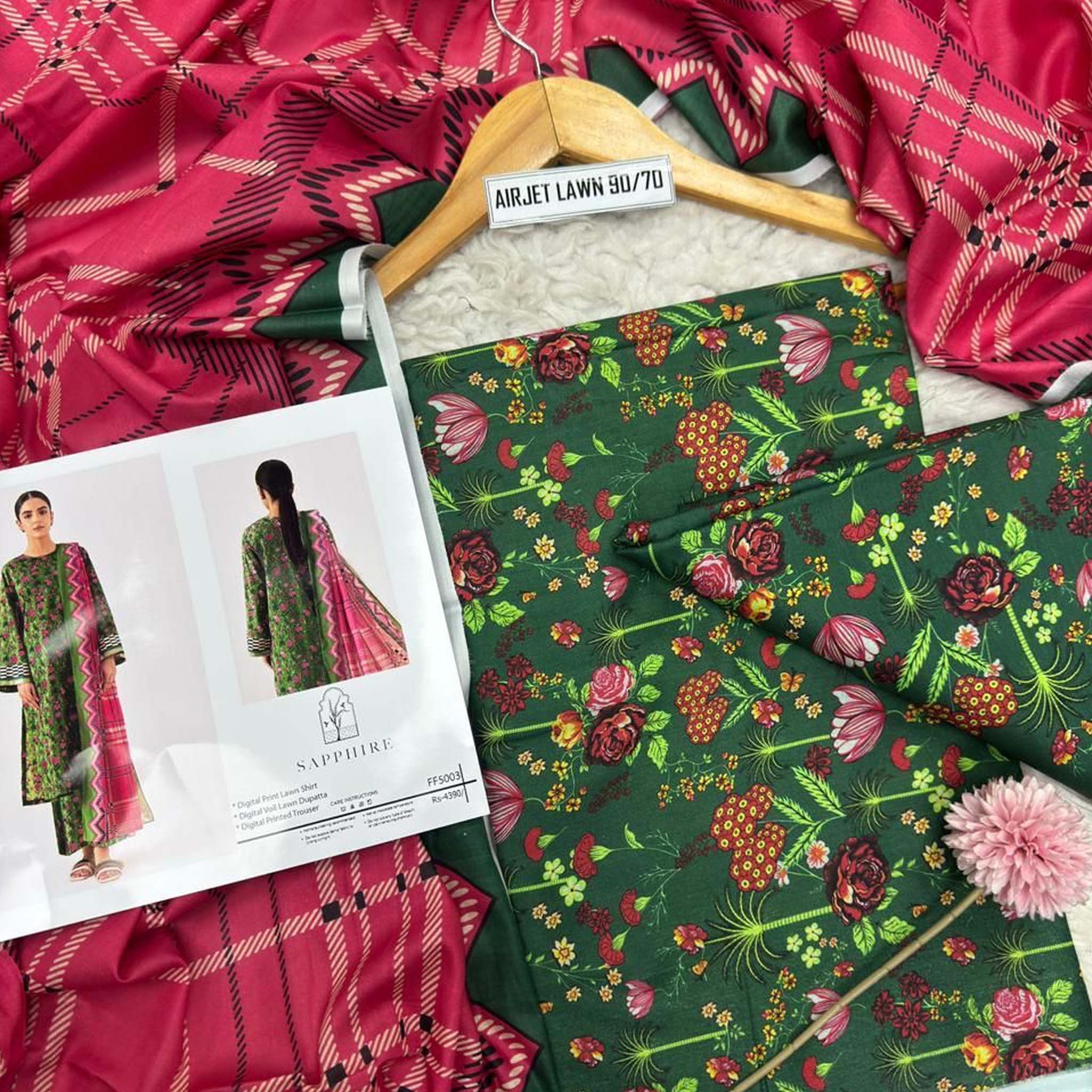 Sapphire 3PC Printed Lawn