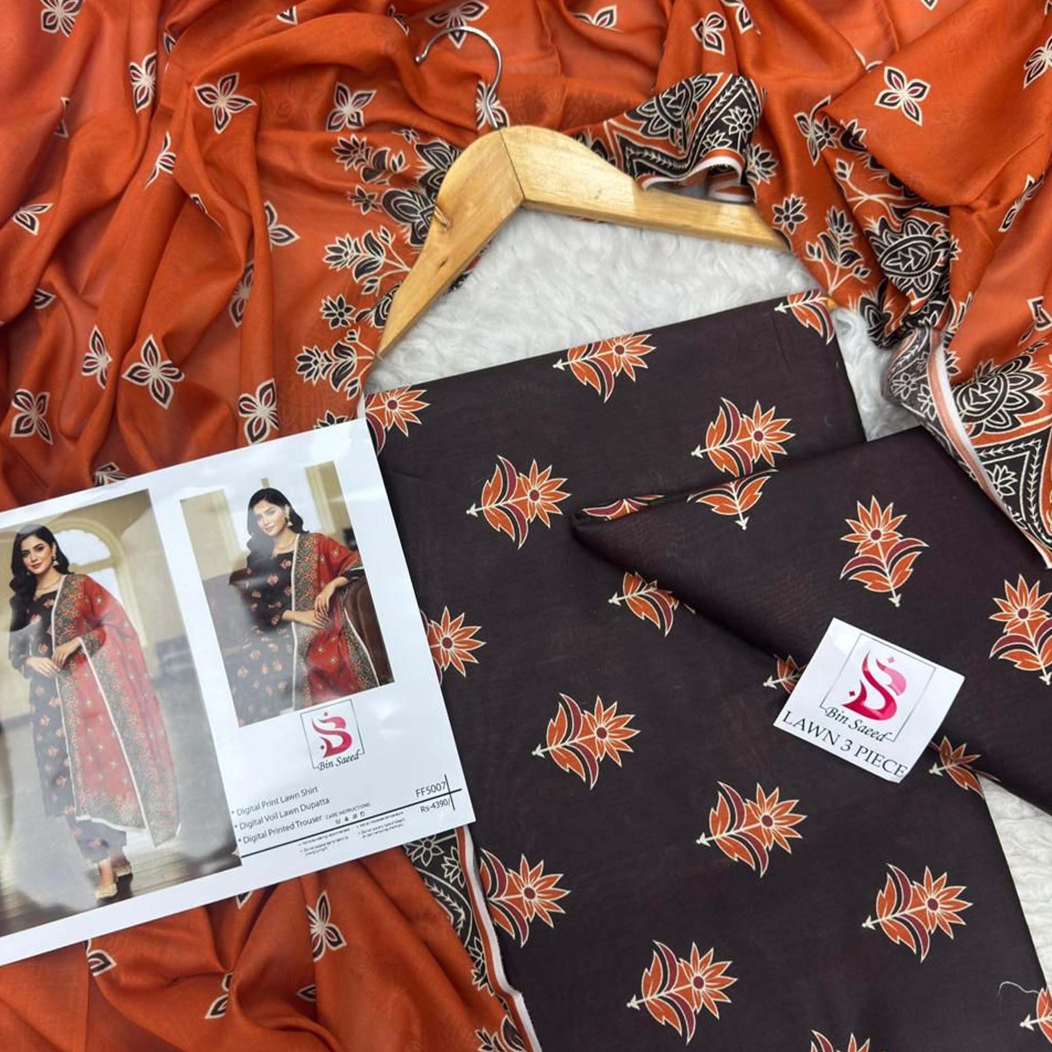 Bin Saeed 3PC Printed Lawn