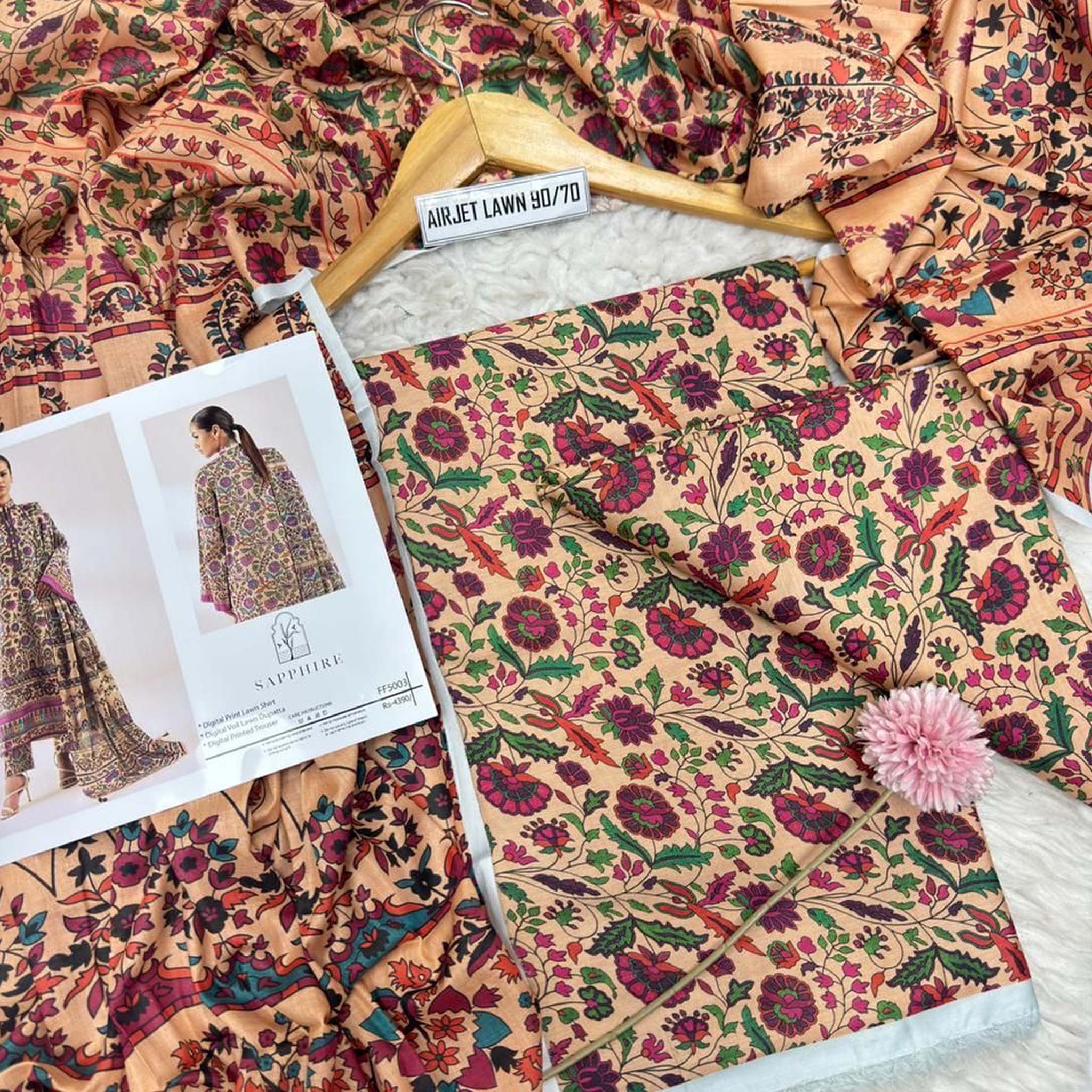 Sapphire 3PC Printed Lawn
