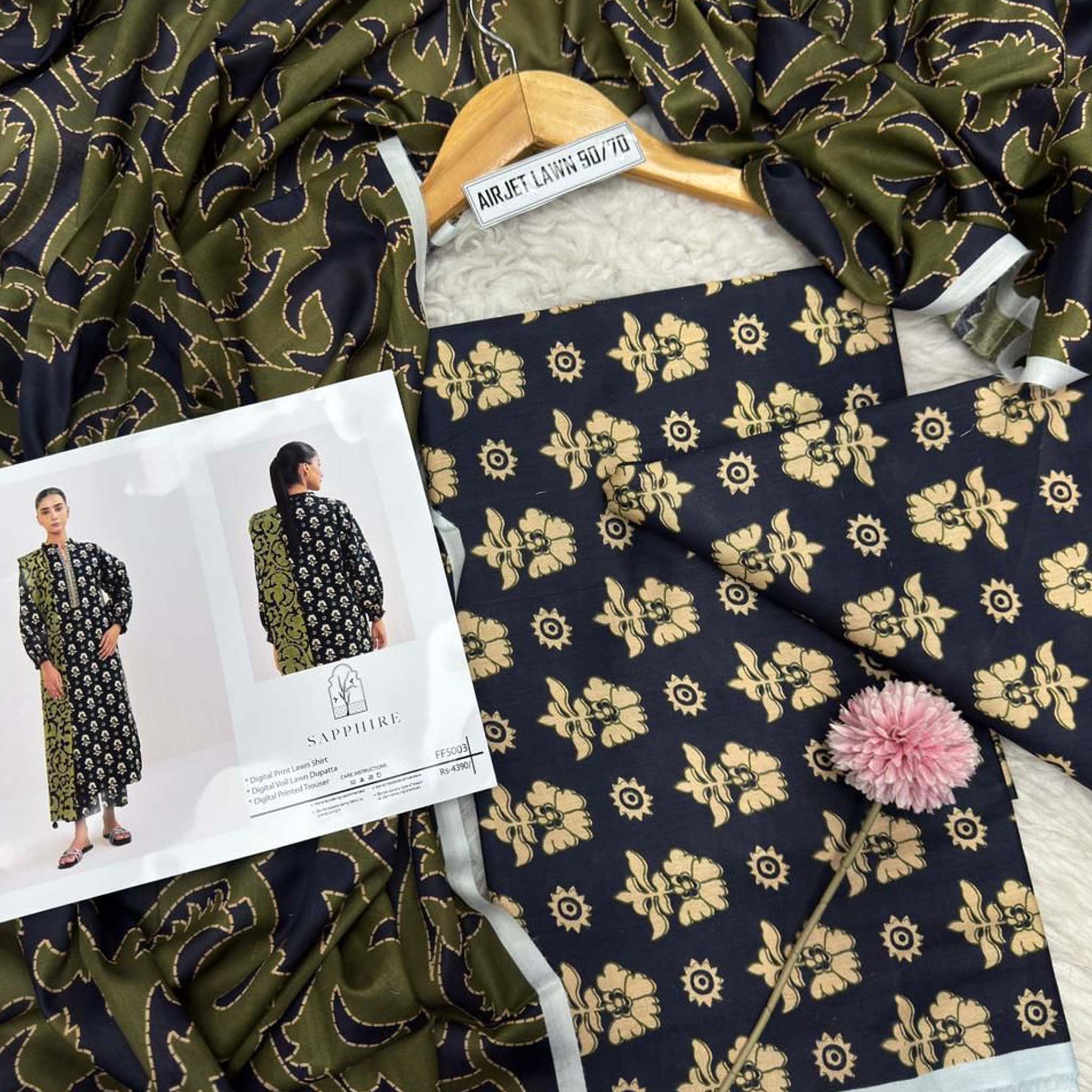 Sapphire 3PC Printed Lawn