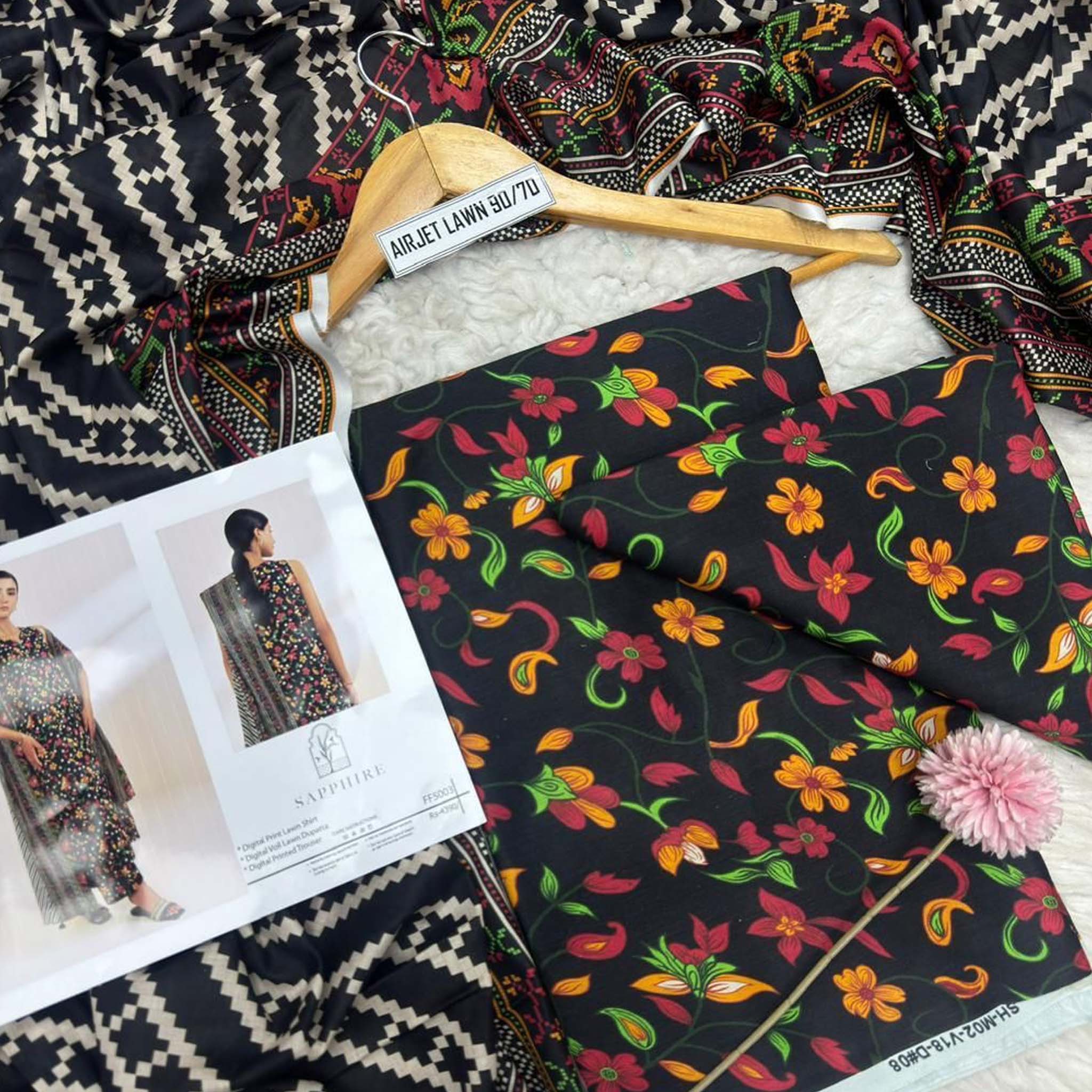 Sapphire 3PC Printed Lawn