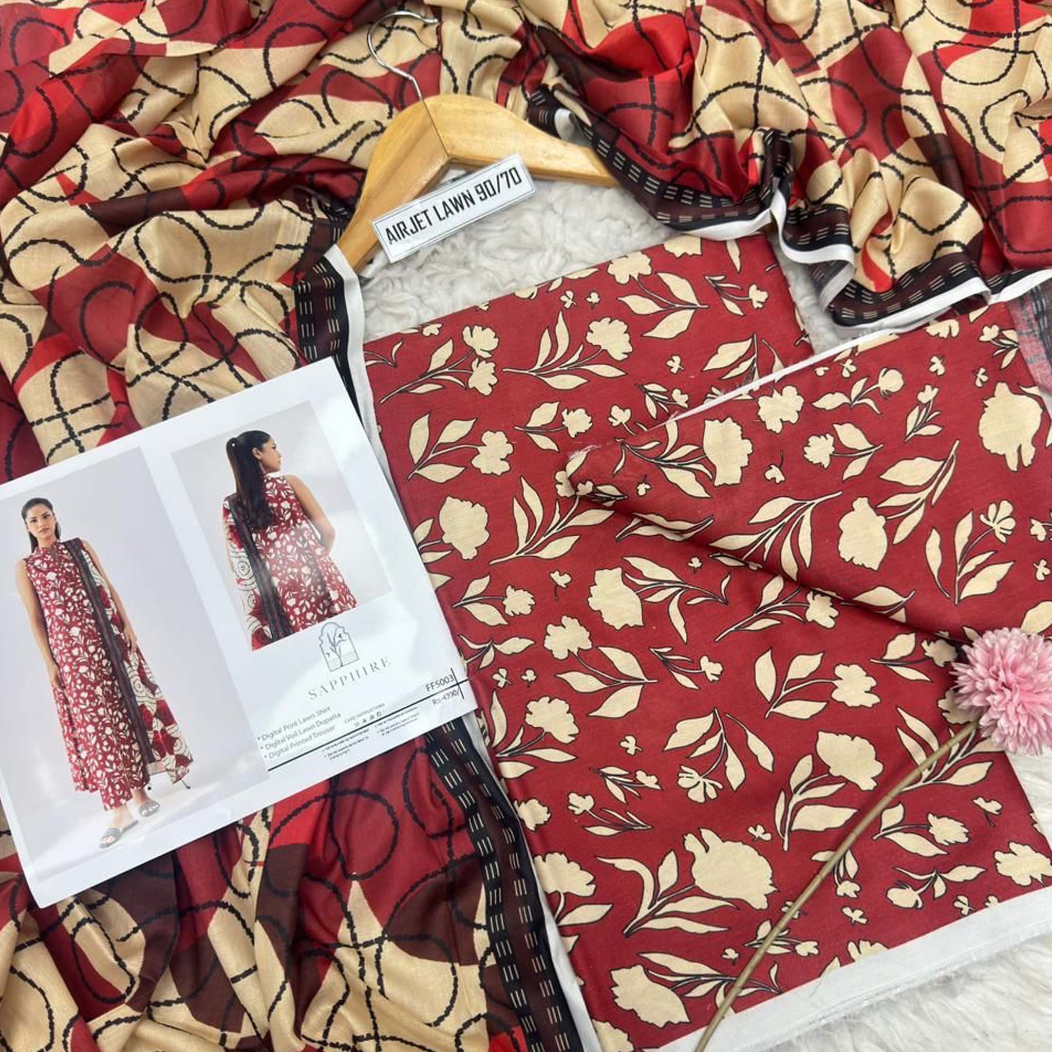 Sapphire 3PC Printed Lawn
