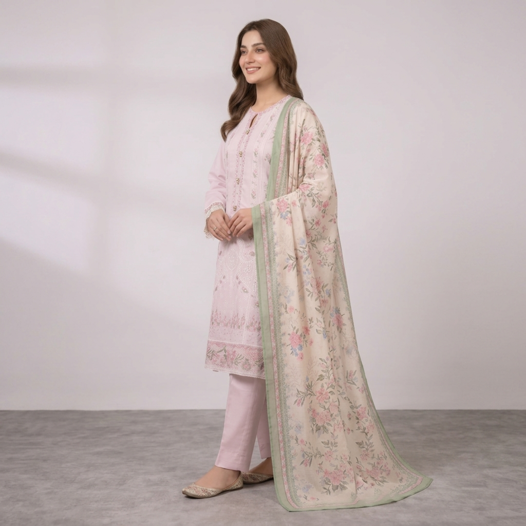 Ghazi - Best Quality Baby Pink Airjet lawn 3PC